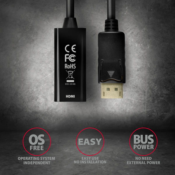 AXAGON RVD-HI14N DisplayPort to HDMI 1.4 Adapter 4K30Hz
