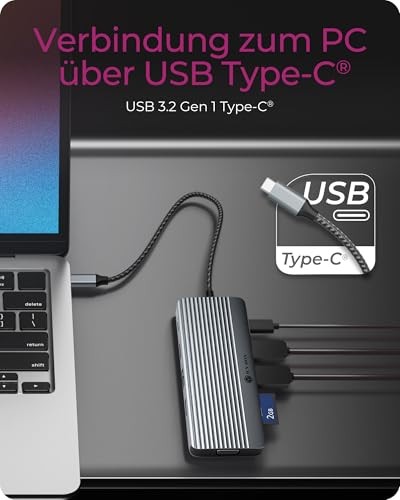 ICY BOX USB-C Docking Station (10-in-1) with 1x HDMI (4k 60Hz), 1x VGA (2k 60Hz), 3X USB-a, 1x USB-C, SD/microSD Card Reader, Gigabit Ethernet, 100W P