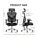 Office Chair - Ergonomic Mesh Adj. Ht. D78
