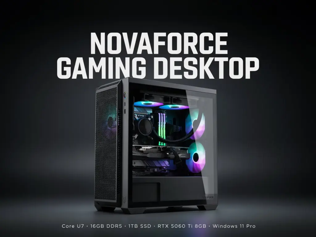 Gaming Desktop NovaForce - Core U7｜16GB DDR5 RGB RAM｜1TB SSD｜GPU RTX 5060 Ti 8GB｜Windows 11 Pro